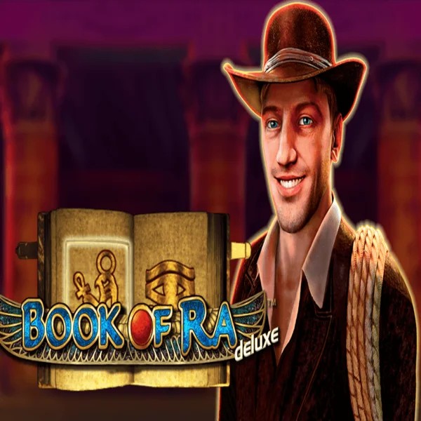 Book of Ra Deluxe logo by Novomatic at Lizaro Casino