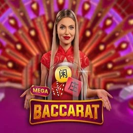 Mega Baccarat online game logo by Pragmatic Play on lizarocasino-be.com